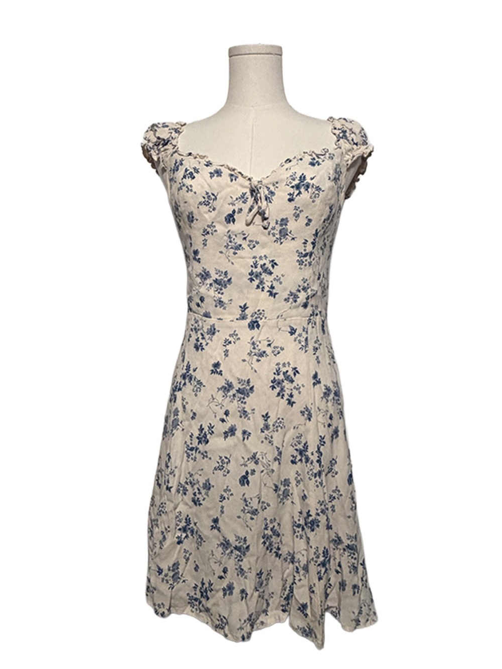 Reformation Blue and Cream Floral Mini Dress